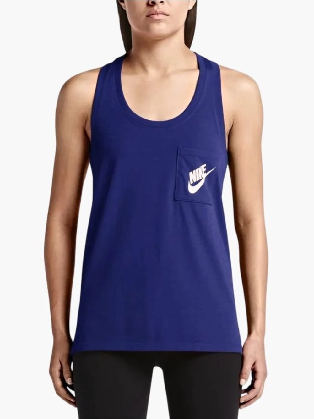 Nike Women's Deep Blue Pocket Tank with White Logo
